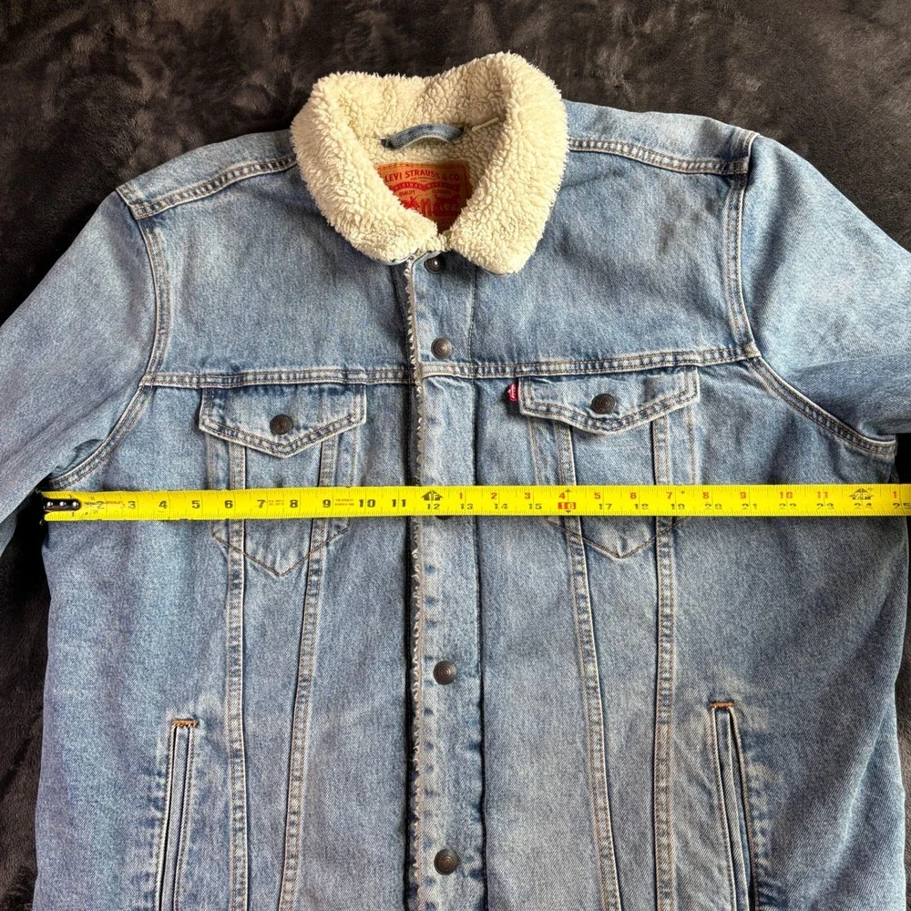 Levi's Mens Trucker Jacket XXL Light Wash Denim Sherpa Lined Type III Coat